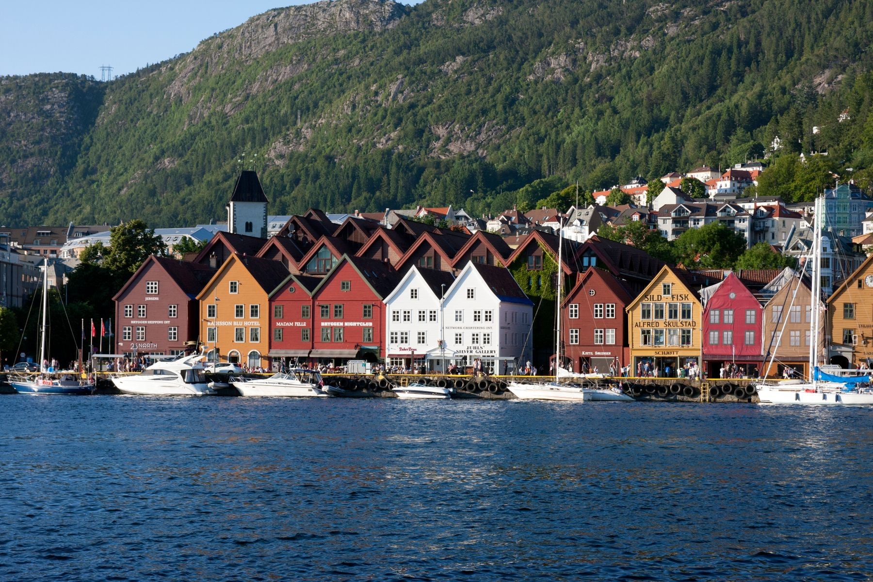 Bergen waterfront and Bryggen wharf in Norway